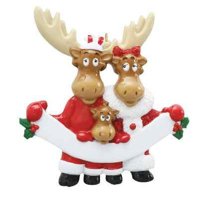 Moose Family of 3 Personalized Ornament