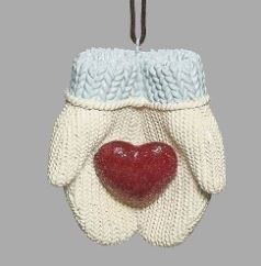 Christmas Mittens with Heart Ornament