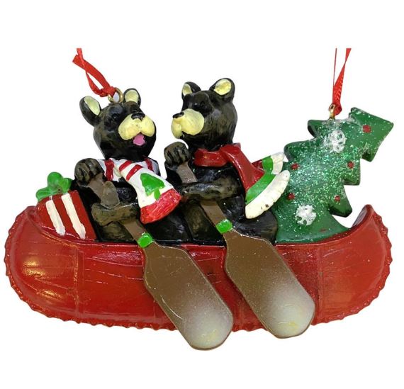 Bears in Canoe Family of 2 Personalized Ornament