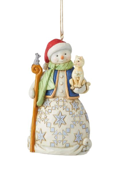 Snowman with Cat Ornament