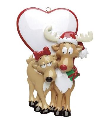 Deer Couple  W/ Heart Personalized Ornament