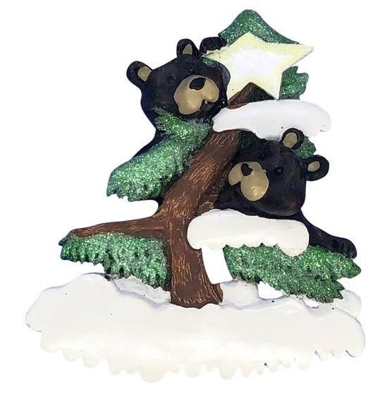 Bears in Tree family of 2 Personalized Ornament