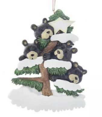 Bears in Tree Family of 4 Personalized Ornament