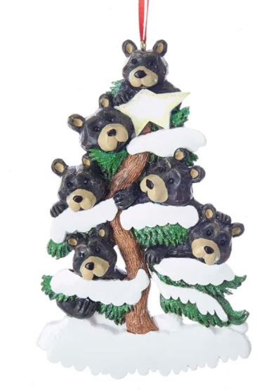 Bears in Tree Family of 6 Personalized Ornament