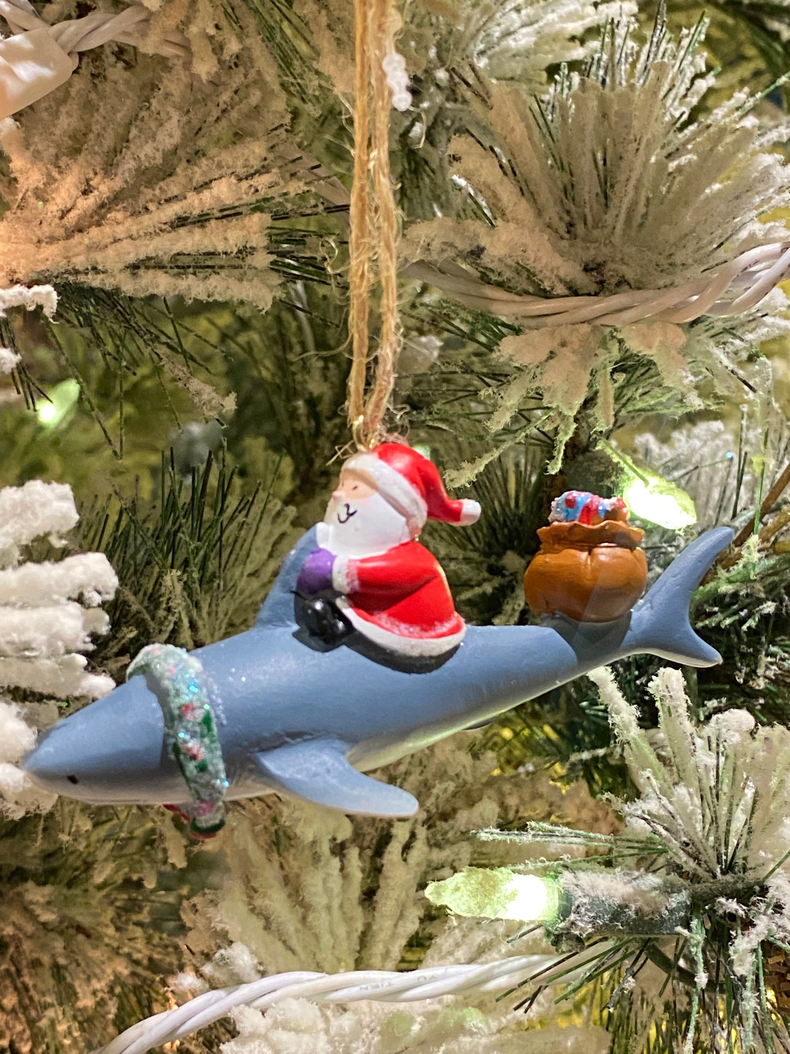 Santa & Shark Ornament