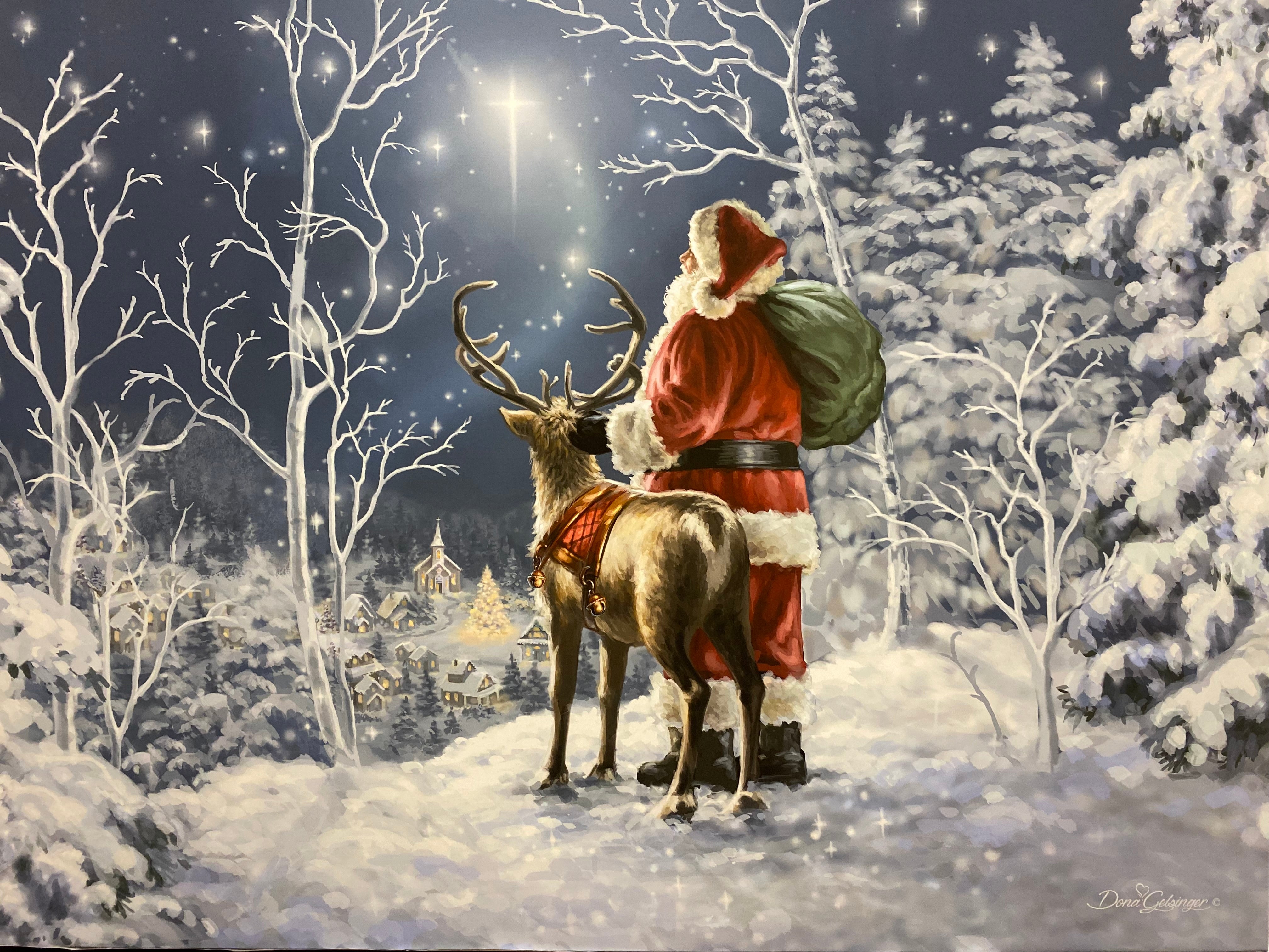 Starry Night Santa Canvas - Changing Color