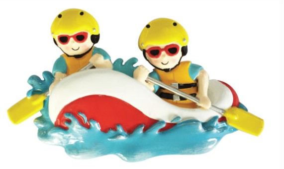 White Water Rafting Family Of 2 Personalized Christmas Ornament
