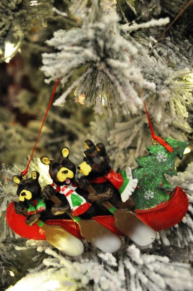 Bears in Canoe Family of 3 Personalized Ornament