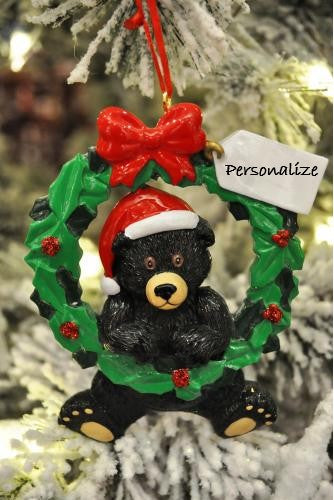Bear with wreath Personalized Ornament