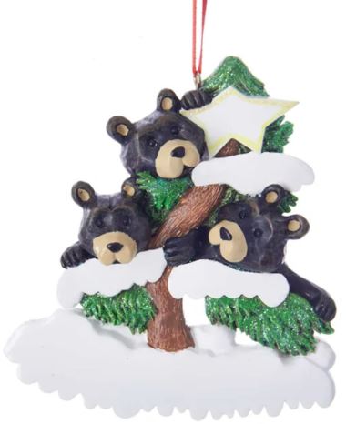 Bears in Tree Family of 3 Personalized Ornament