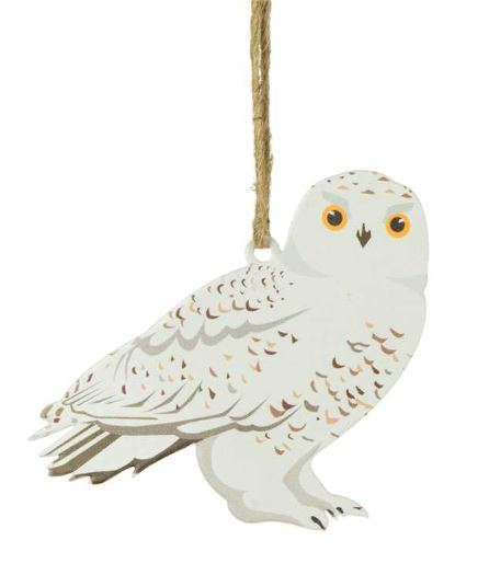 Metal Female Snowy Owl Ornament