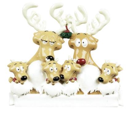 Reindeer Family of 6 Personalized Ornament