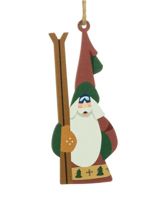 DF Skier Tall Hat Santa Ornament