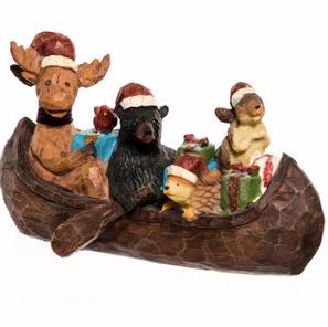 Moose, Bear, Squirrel in Canoe