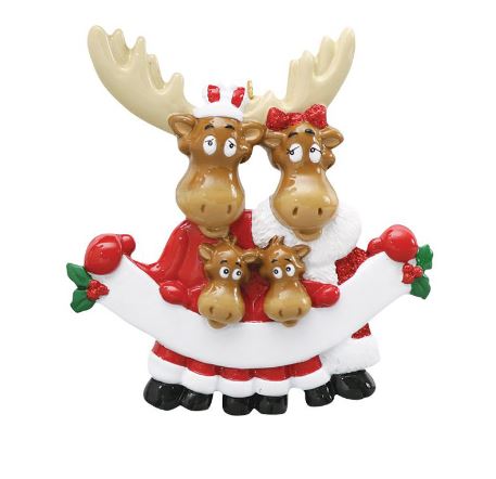 Moose Family of 4 Personalized Ornament