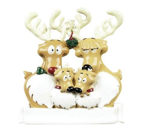 Reindeer Family of 4 Personalized Ornament