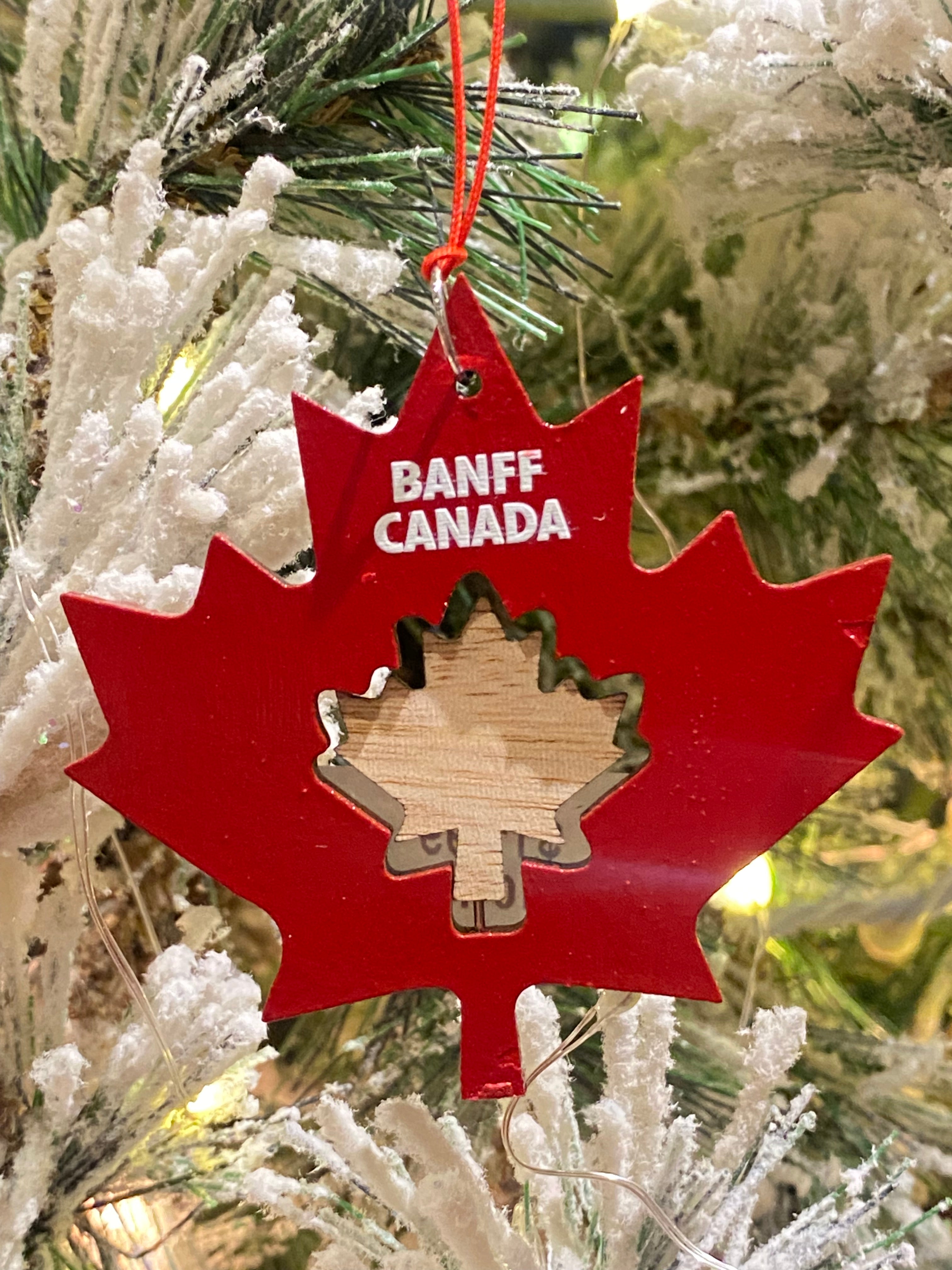 Red Double Maple Leaf Ornament