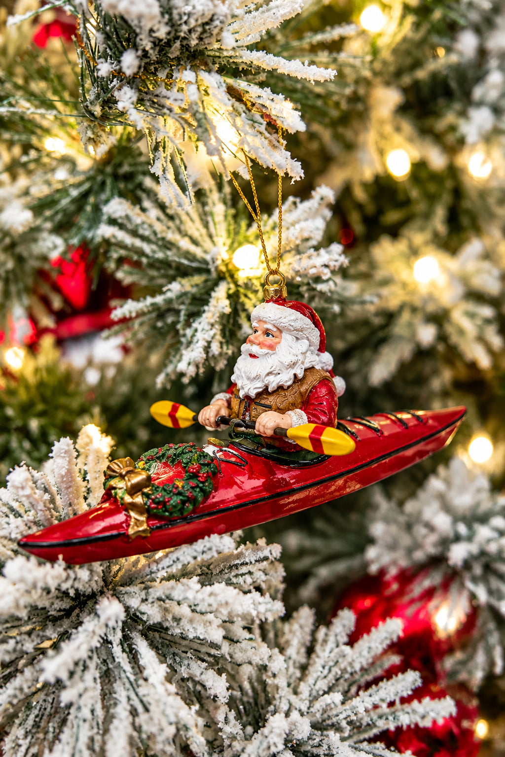 Santa Kayak Ornament