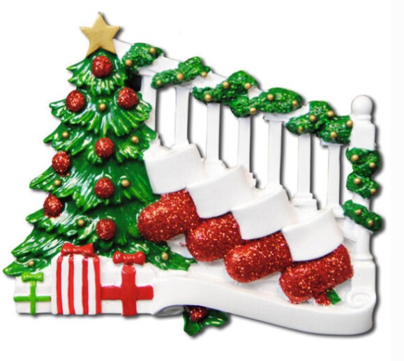 Bannister Stockings Family of 4 Personalized Ornament