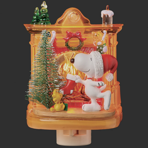 Snoopy & Woodstock by the Fireplace  Night Light