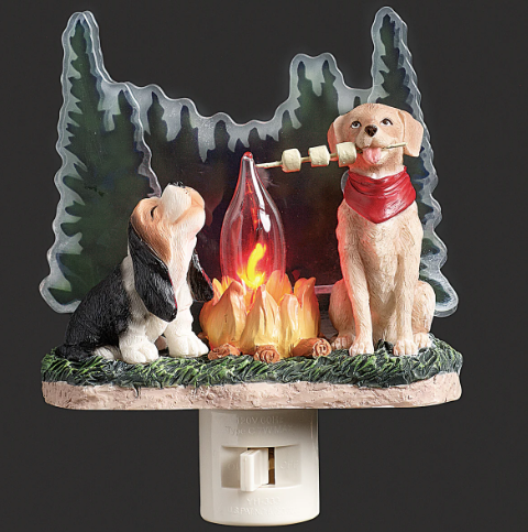 Camping Dogs Flickering Flame Night-Light