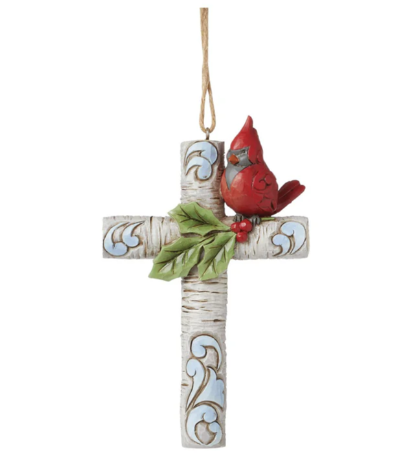Cardinal with Cross Ornament