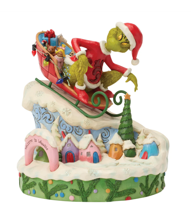 Grinch on Small Sled Figurine