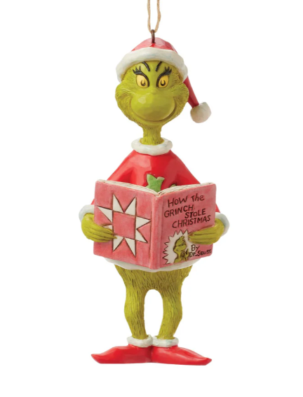 Grinch with Book Ornament