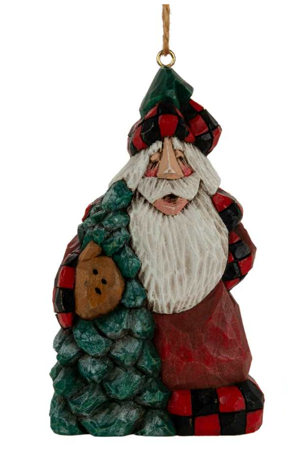 DF 4.5" Pine Tree Santa Ornament