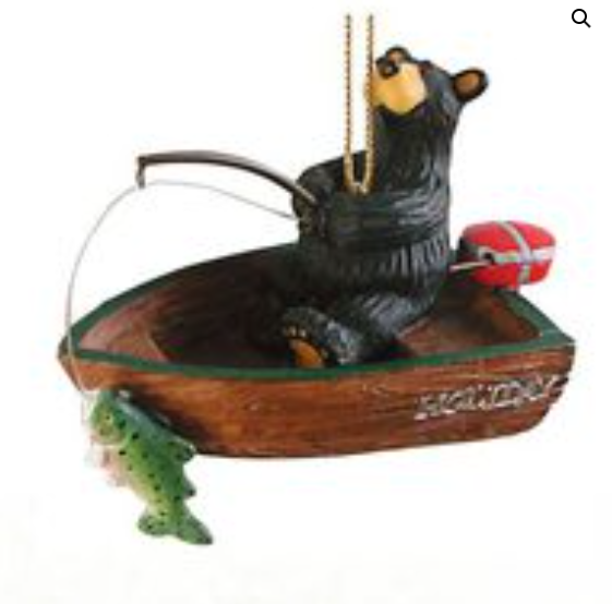 BF Bear Fishing Boat Ornament