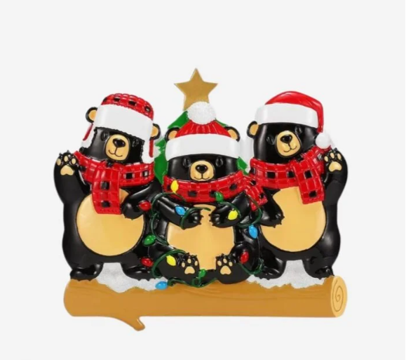 Bears with Scarf & Santa Hat Family of 3