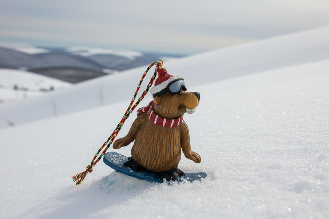 Buddy The Beaver Snowboarding Ornament
