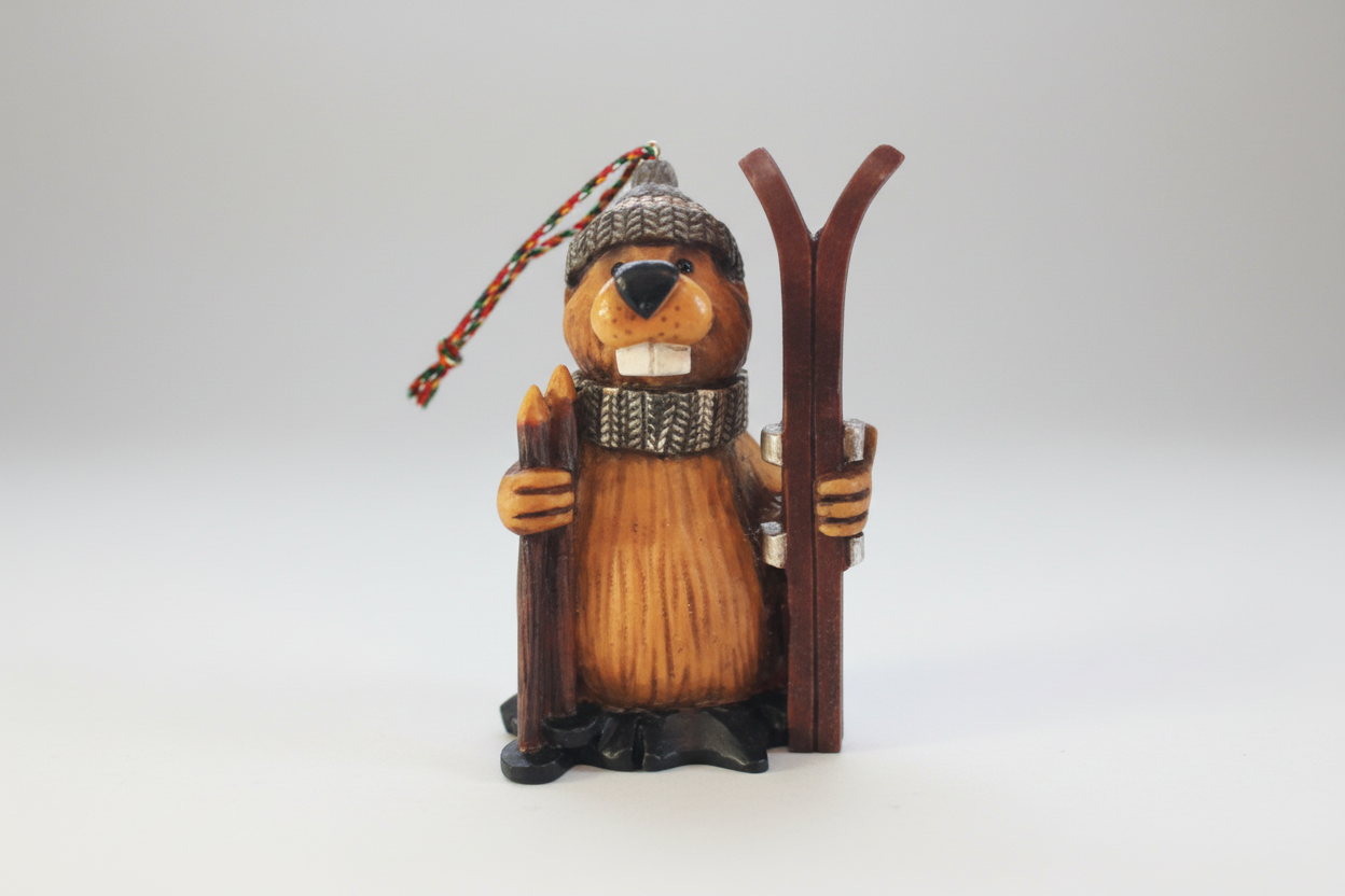 Buddy The Beaver Skiing Ornament
