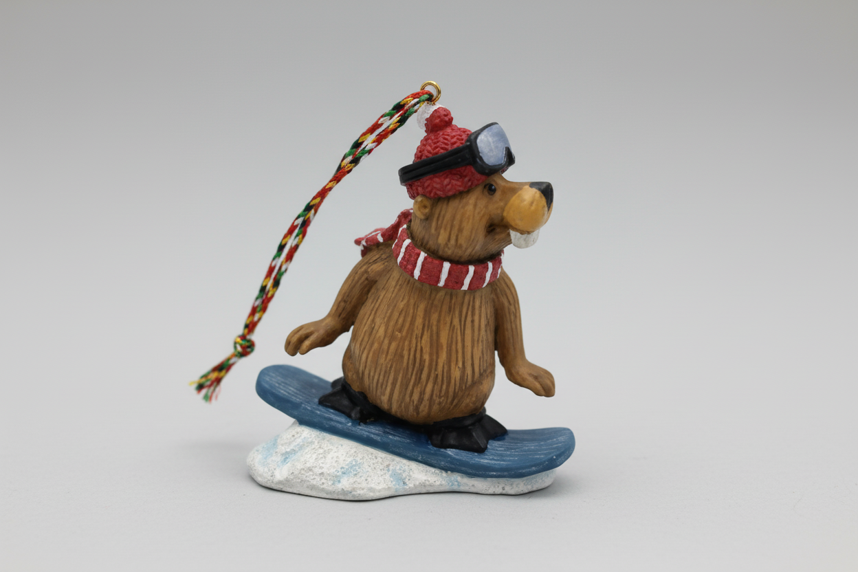 Buddy The Beaver Snowboarding Ornament