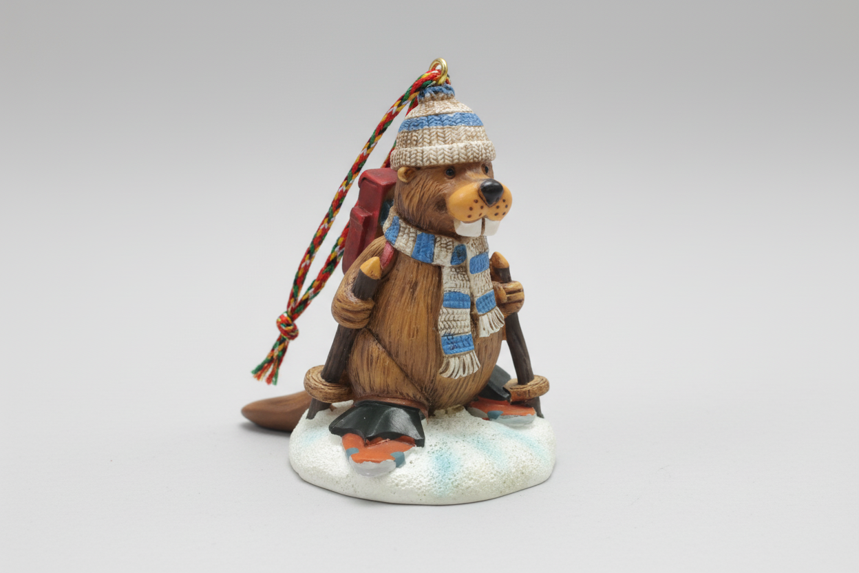 Buddy The Beaver Snowshoeing Ornament