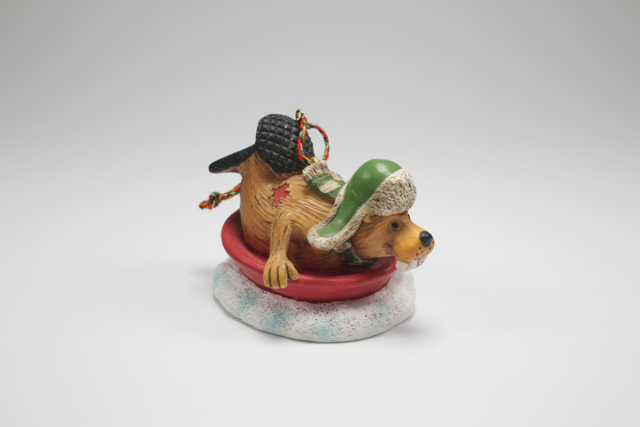 Buddy The Beaver Tobogganing Ornament