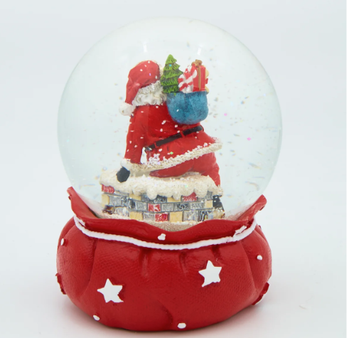 Glitterdome Santa Climbing the Chimney