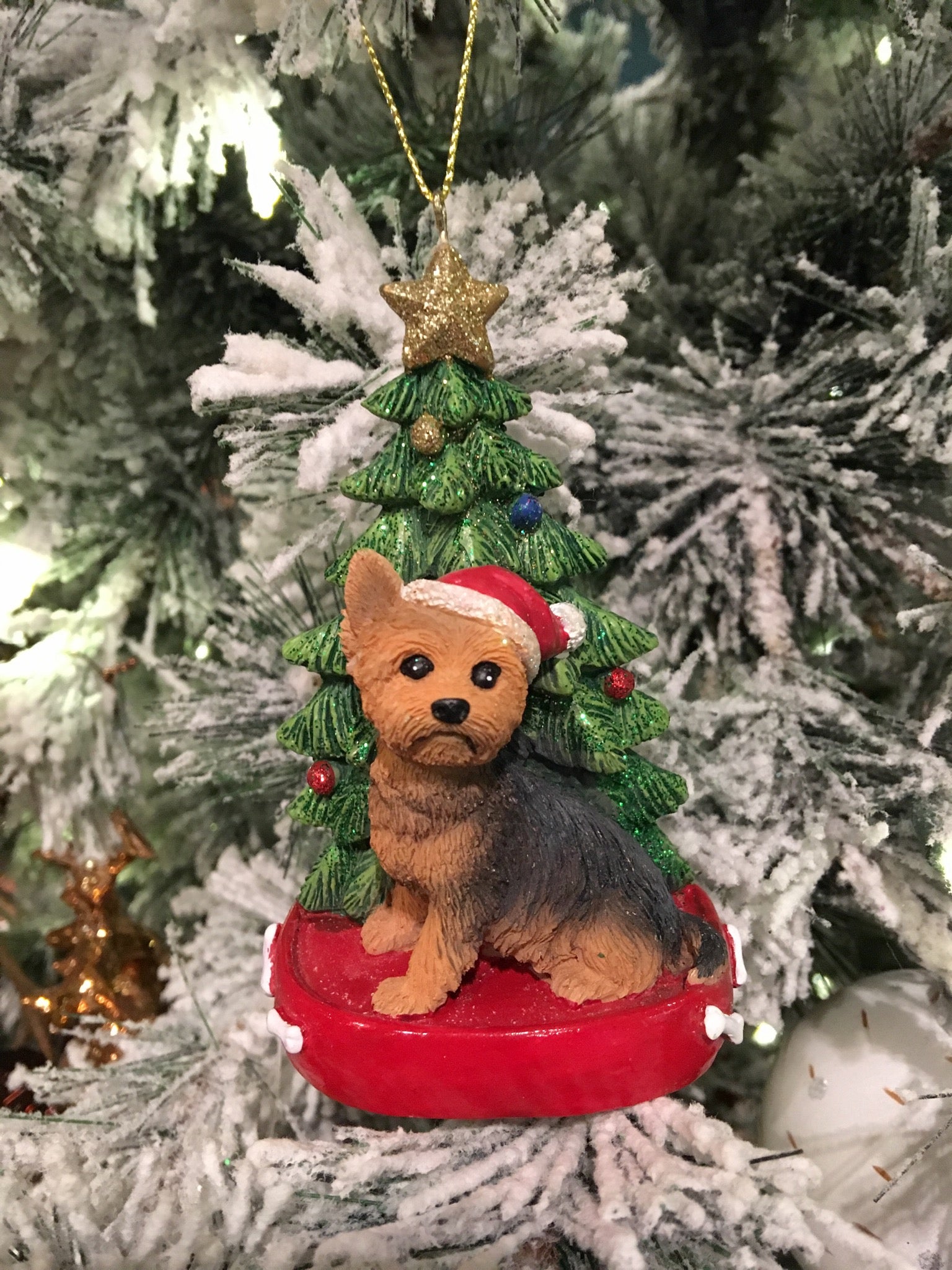 Personalized yorkie christmas hot sale ornaments