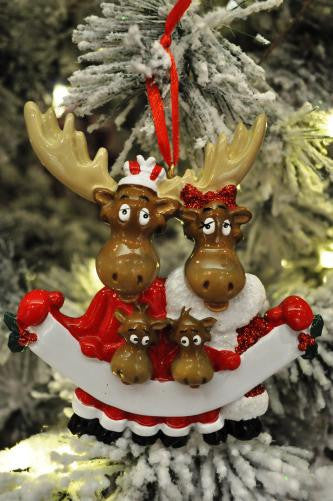 Moose Family of 4 Personalized Ornament