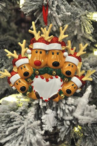 New Reindeer Family 6 Personalized Ornament
