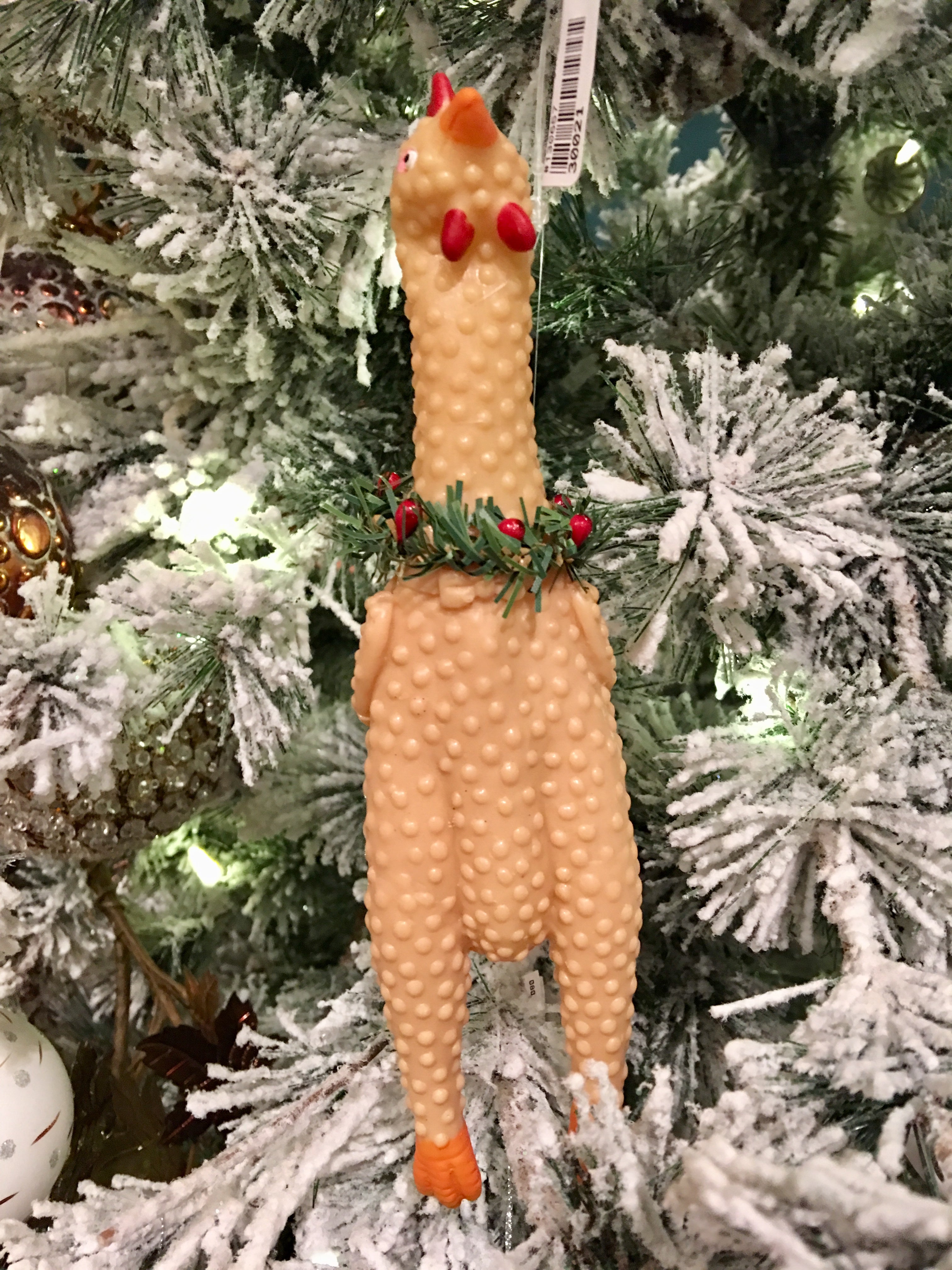 Rubber chicken ornament