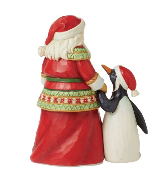 Pint Sized Santa with Penguin - Figurine