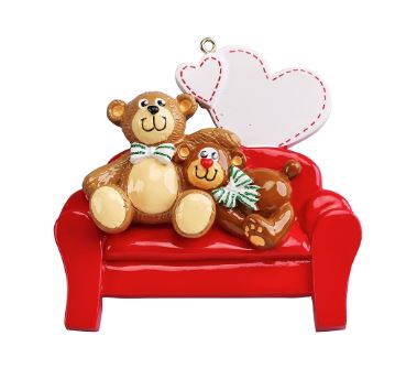 Bear Couple in Red Couch Personalized Ornament