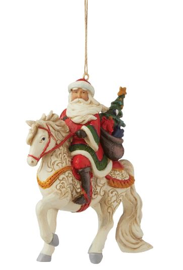 Santa Riding White Horse Orn