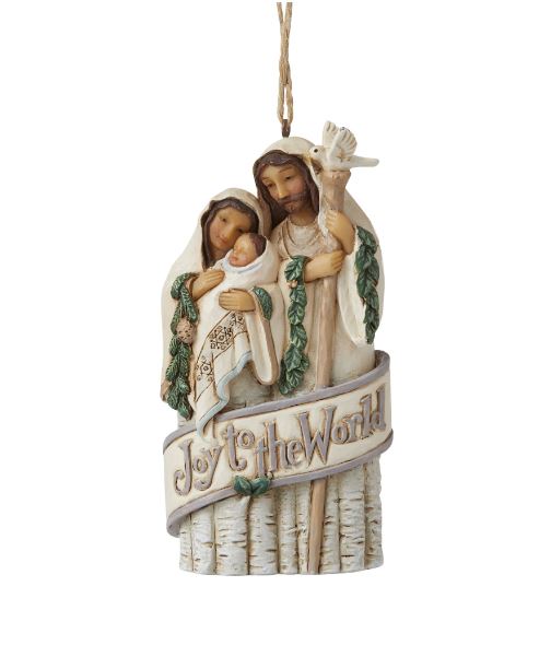 White Woodland Holy Family Ornament