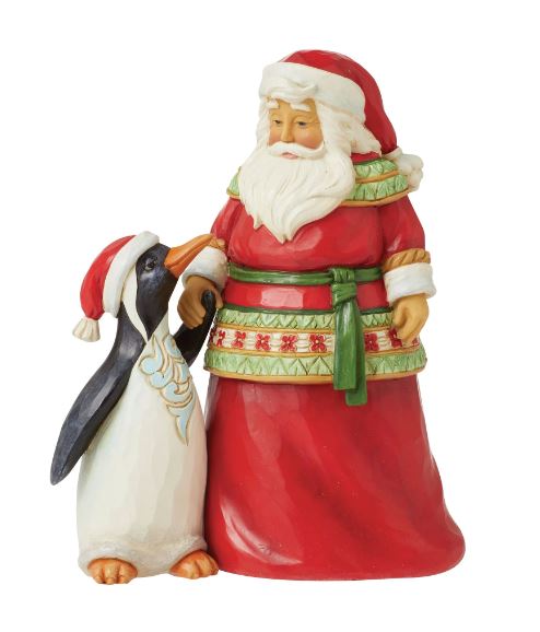 Pint Sized Santa with Penguin - Figurine