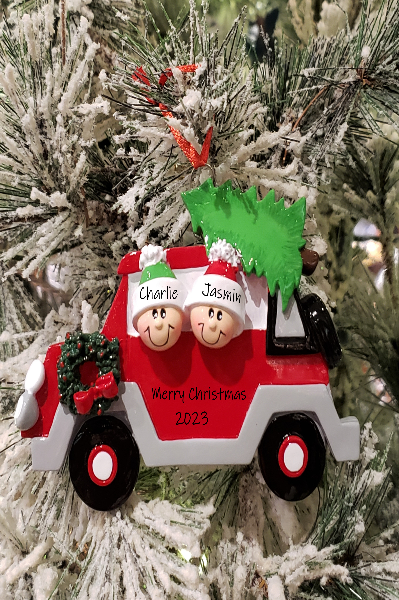 Car with 2 People Personalized Ornament