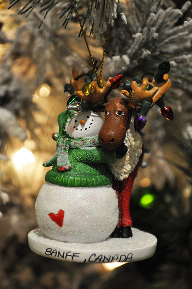 moose and snowman ornament