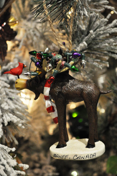 moose with lights ornament