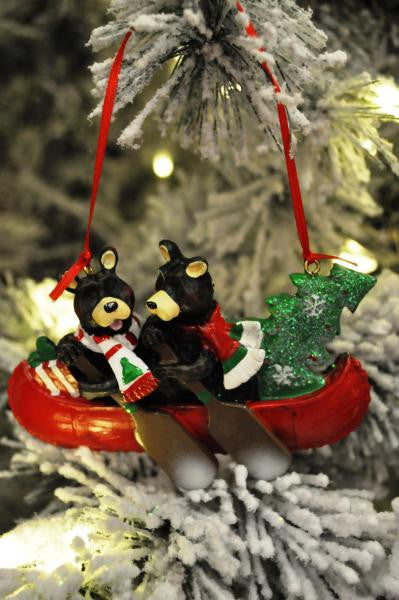 Bears in Canoe Family of 2 Personalized Ornament